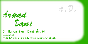 arpad dani business card